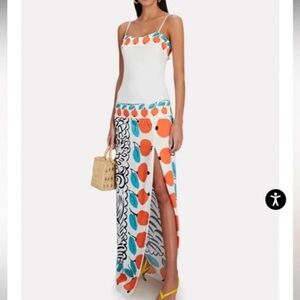 NWT STAUD Apricot Zebra Printed Maxi Dress Coverup Size 2 Resortwear Vacation